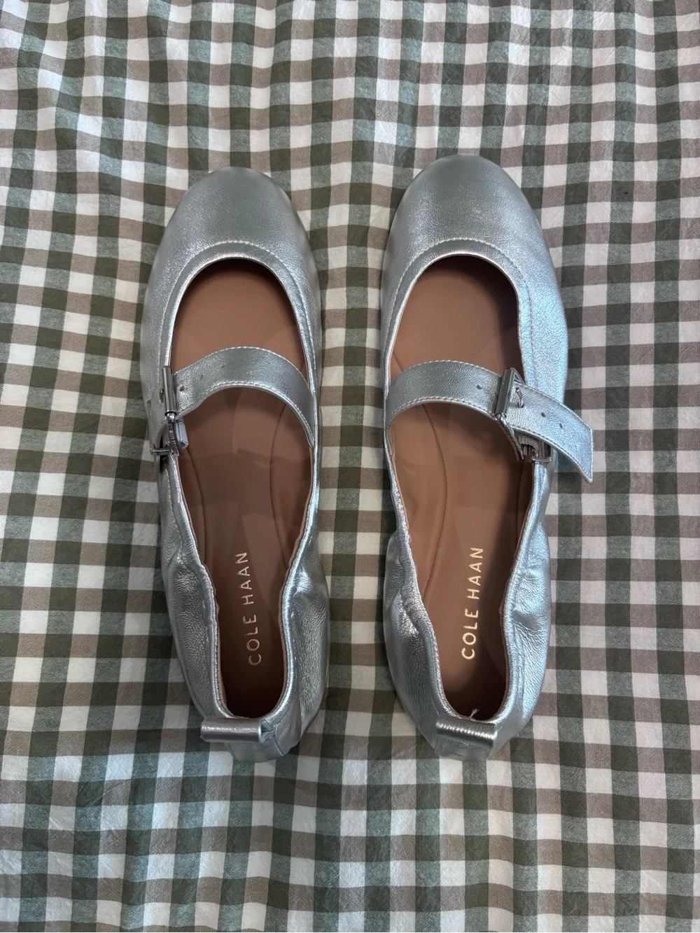 Silver Mary Jane Flats